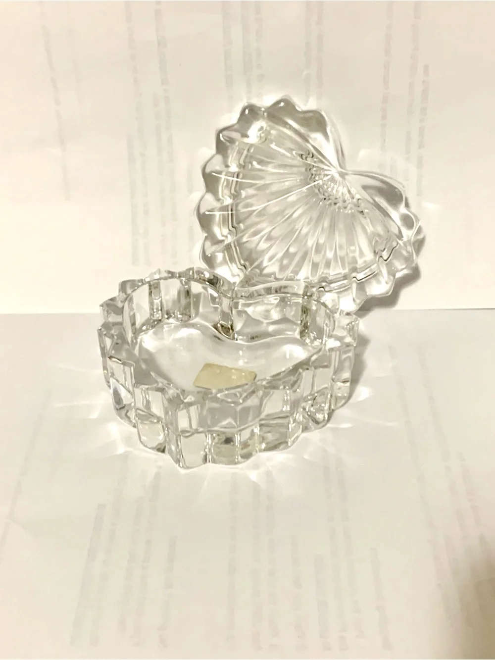 Mikasa Clear Heart Shaped Cut Glass Trinket Jewelry Dish